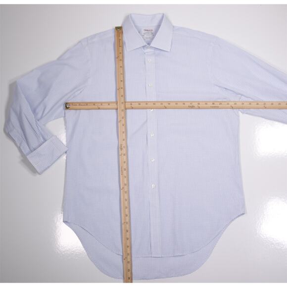 TM Lewin Blue White Checkered Regular Fit 2-Fold Cotton Dress Shirt (42) 16.5-33 - Picture 4 of 6